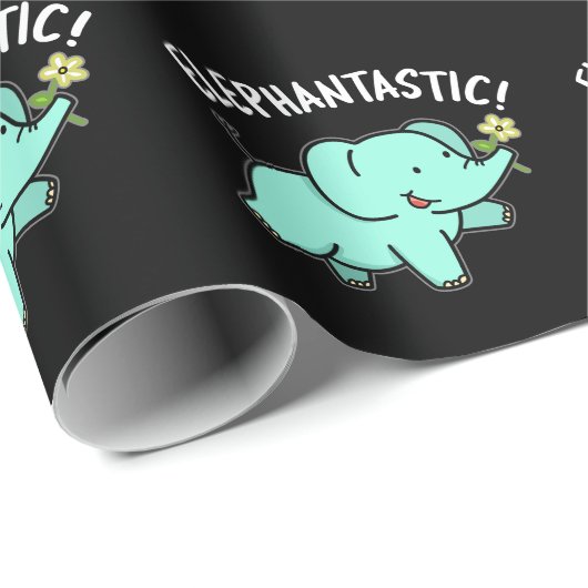 Elephantastic Funny Elephant Pun Dark BG Cadeaupapier (Rol Hoek)