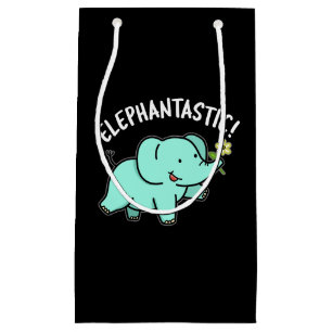 Elephantastic Funny Elephant Pun Dark BG Klein Cadeauzakje
