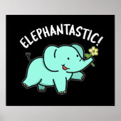 Elephantastic Funny Elephant Pun Dark BG Poster (Voorkant)