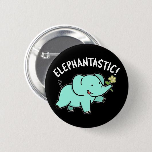Elephantastic Funny Elephant Pun Dark BG Ronde Button 5,7 Cm (Voorkant /achterkant)