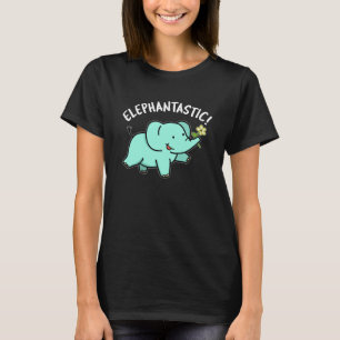 Elephantastic Funny Elephant Pun Dark BG T-shirt
