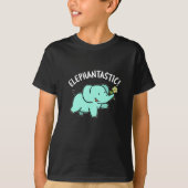 Elephantastic Funny Elephant Pun Dark BG T-shirt (Voorkant)