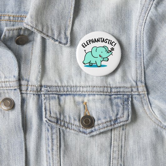 Elephantastic Funny Fantastic Elephant Pun Ronde Button 5,7 Cm (In situ)