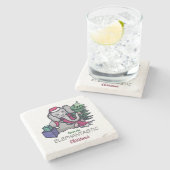 Elephantastic Kerst Schattigee Santa Olifant Stenen Onderzetter (Zijkant)