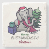 Elephantastic Kerst Schattigee Santa Olifant Stenen Onderzetter (Voorkant)