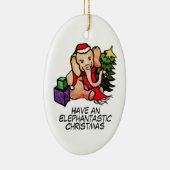 Elephantastic Schattigee Santa Olifanten Kerst Keramisch Ornament (Rechts)