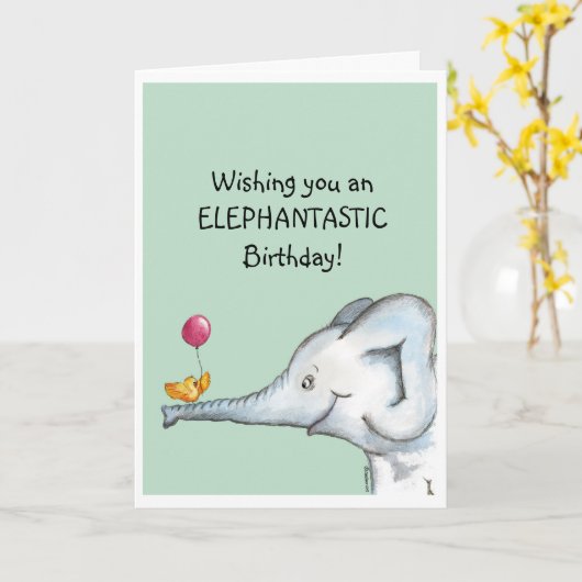Elephantastische verjaardagswensen kaart (Gele Bloem)