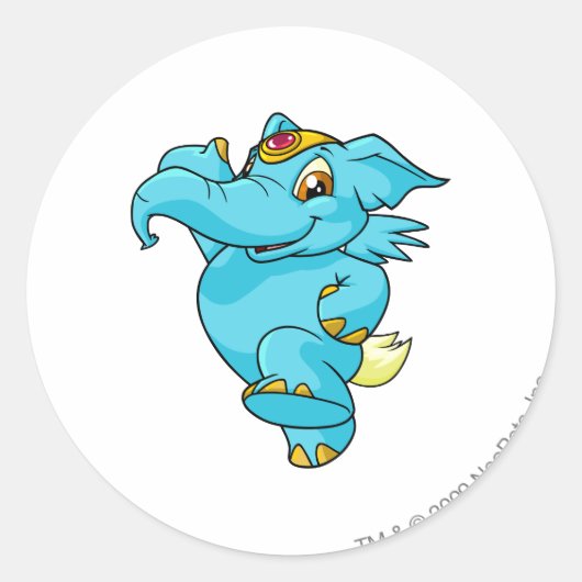 Elephante Blue Ronde Sticker (Voorkant)