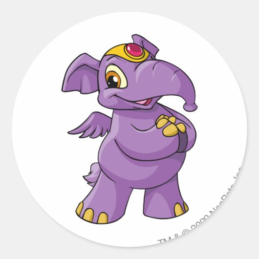 Elephante Paars Ronde Sticker (Voorkant)