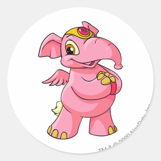 Elephante Pink Ronde Sticker (Voorkant)