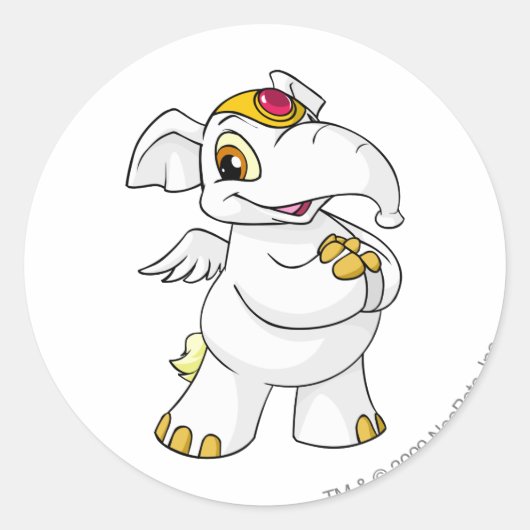 Elephante White Ronde Sticker (Voorkant)