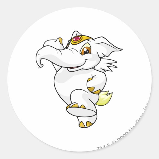 Elephante White Ronde Sticker (Voorkant)