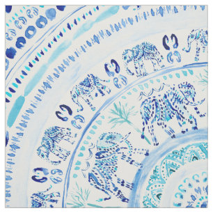 ELEPHANTING Blue Elephant Boho Mandala Stof