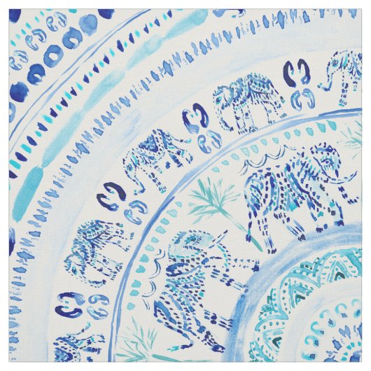 ELEPHANTING Blue Elephant Boho Mandala Stof (Swatch)