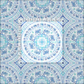 ELEPHANTING Blue Elephant Boho Mandala Stof (Delen)