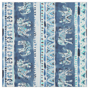 ELEPHANTING INdigo Elephant Tribal Stof
