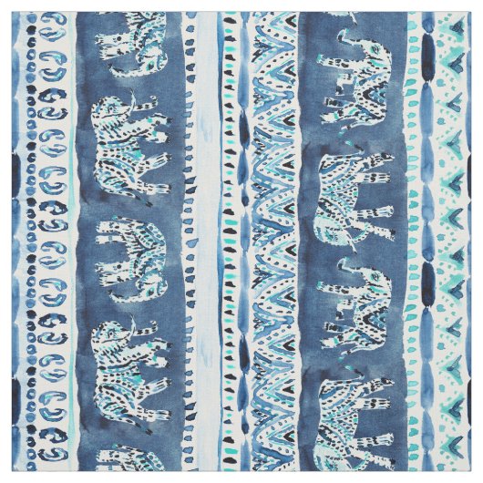 ELEPHANTING INdigo Elephant Tribal Stof (Swatch)