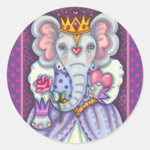 ELEPHANTKONINGIN VAN HOORZITTEN EN ROYALE VALENTIJ RONDE STICKER