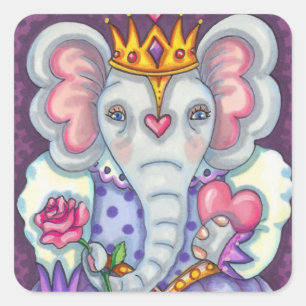 ELEPHANTKONINGIN VAN HOORZITTEN EN ROYALE VALENTIJ VIERKANTE STICKER