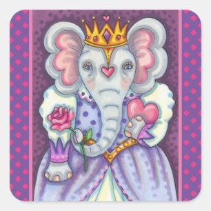 ELEPHANTKONINGIN VAN HOORZITTEN EN ROYALE VALENTIJ VIERKANTE STICKER