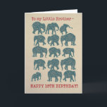 Elephants 15th Birthday Kaart voor Little Brother<br><div class="desc">Een leuke 15e verjaardag Kaart voor een kleine broer,  met silhouetten van 15 olifanten,  elk gevuld met een paisleypatroon,  op een Burlap achtergrond. Een deel van het collectie van Posh & Painterly 'Heffalfels'.</div>
