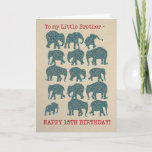 Elephants 15th Birthday Kaart voor Little Brother<br><div class="desc">Een leuke 15e verjaardag Kaart voor een kleine broer,  met silhouetten van 15 olifanten,  elk gevuld met een paisleypatroon,  op een Burlap achtergrond. Een deel van het collectie van Posh & Painterly 'Heffalfels'.</div>