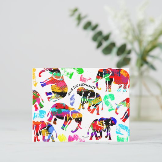 Elephants Art Briefkaart (Staand voorkant)
