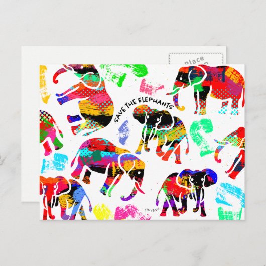 Elephants Art Briefkaart (Voorkant / Achterkant)
