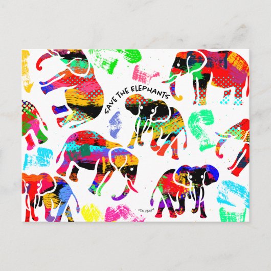 Elephants Art Briefkaart (Voorkant)