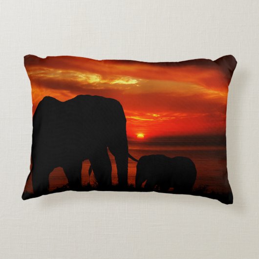 Elephants at Sunset Accent Kussen (Achterkant)