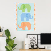 Elephants Baby Boy of Girl Nursery Poster (Thuiskantoor)