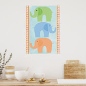 Elephants Baby Boy of Girl Nursery Poster (Keuken)
