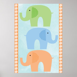 Elephants Baby Boy of Girl Nursery Poster
