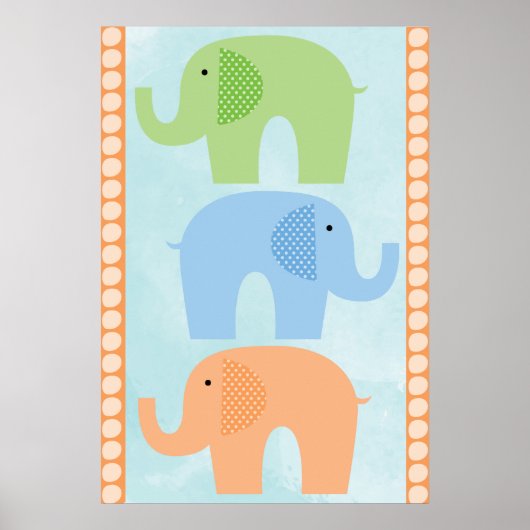 Elephants Baby Boy of Girl Nursery Poster (Voorkant)