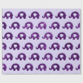 Elephants Baby shower Boy Lavender Paarse Spark Cadeaupapier (Vlak)
