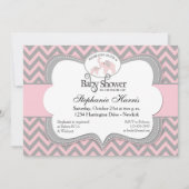 Elephants Baby shower in Chevron Pink Kaart (Voorkant)