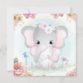 Elephants Baby shower Invitation Feestdagenkaart (Voorkant)