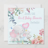 Elephants Baby shower Invitation Feestdagenkaart (Achterkant)