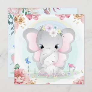 Elephants Baby shower Invitation Feestdagenkaart