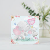 Elephants Baby shower Invitation Kaart (Staand voorkant)