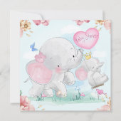 Elephants Baby shower Invitation Kaart (Voorkant)