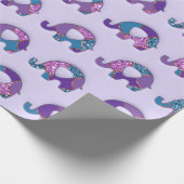 Elephants Baby shower Lavender Paars Blauwgroen Bl Cadeaupapier (Hoek)