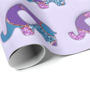 Elephants Baby shower Lavender Paars Blauwgroen Bl Cadeaupapier
