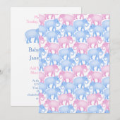 Elephants Baby shower of Gender onthullen Kaart (Voorkant / Achterkant)