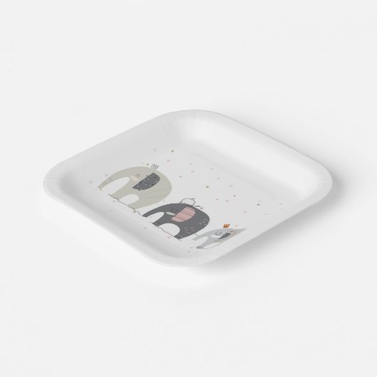 Elephants Baby shower Papieren Borden Papieren Bordje (Gebogen)