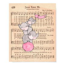 Elephants balanceren op Ball Music Nursery Art