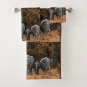 Elephants Bathroom Towel Set Bad Handdoek (Insitu)