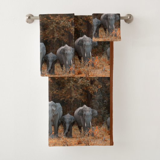 Elephants Bathroom Towel Set Bad Handdoek (Insitu)