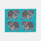 Elephants Blauwgroen Fleece Blanket (Voorkant (Horizontaal))
