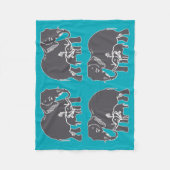 Elephants Blauwgroen Fleece Blanket (Voorkant)
